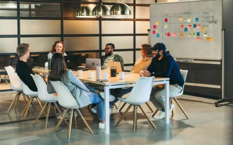 Team office meeting: Innovating solutions for software development in a tech company