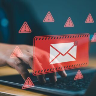 Threat, phishing, malicious, danger, hack, warning, mail, thief, scam, alert, safety, letter, technology, online, Cyber crime security concept, Alert Email inbox and spam virus with warning caution.