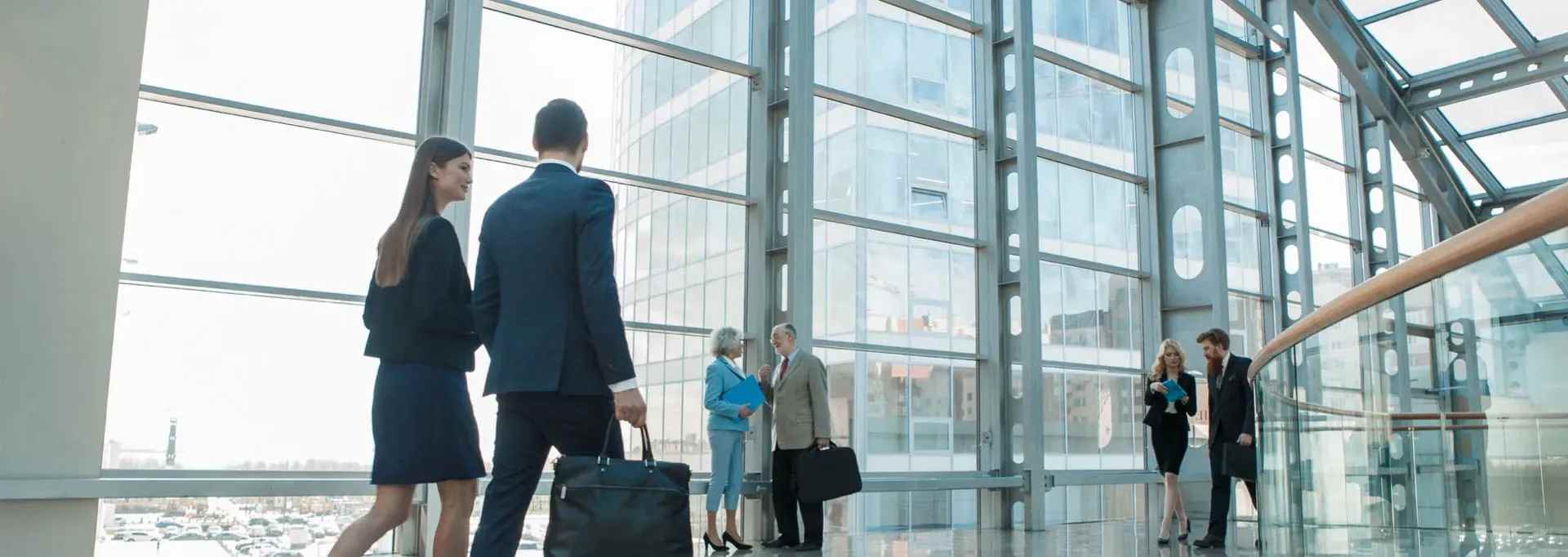 professional people walking in company walking space