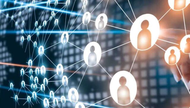 graphic illustration of hybrid workforce management technology