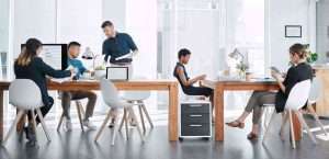 colleague working around the table
