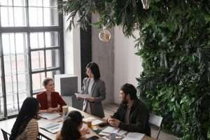 a woman leading a meeting