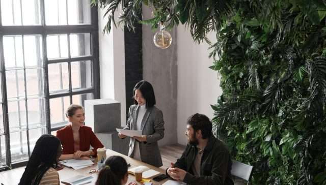 a woman leading a meeting