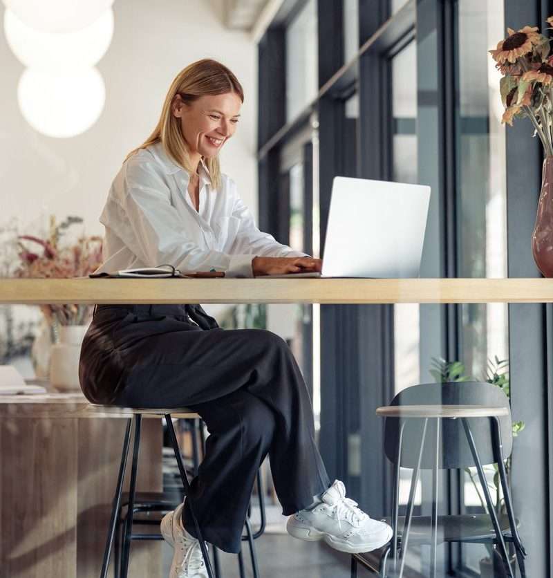 a woman working