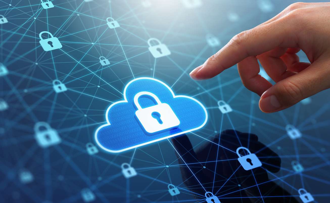 Security of cloud computing and server. Encryption networking and connect technology.
